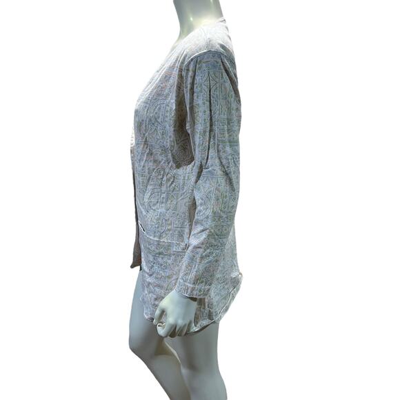 90s Jennifer Reed Abstract Ethnic Print Cotton Cardigan Boho Oversized Fit Small - Picture 2 of 10